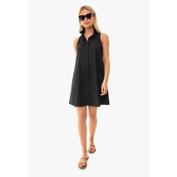 Tuckernuck Dresses & Skirts - Tuckernuck Women's Black Cotton Poplin Sleeveless Charlie Shirt Dress